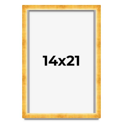 14x21 Shadow Box Frame Gold | 1.625 Inches Deep Real Wood Traditional