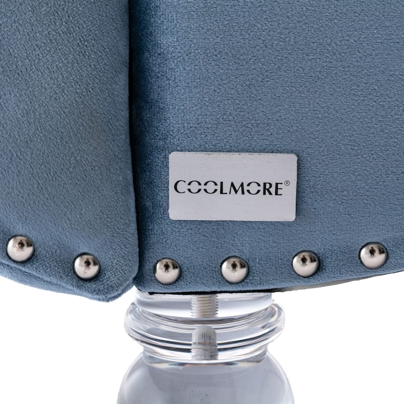 Light Blue Modern 63.98" Upholstered Buttons Tufted Chaise Lounge Chair with Pillow and Acrylic Legs