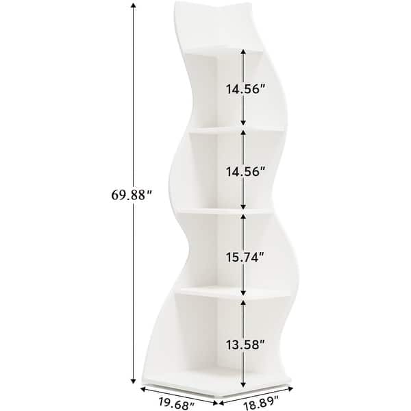 dimension image slide 0 of 5, 5 Tier Corner Shelf Tall Bookshelf Bookcase