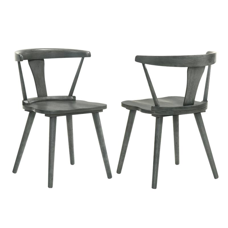 2 Pieces Set Dining Side Chair Rustic Modern Farmhouse Design Retro Design Easy to Assembly - Gray