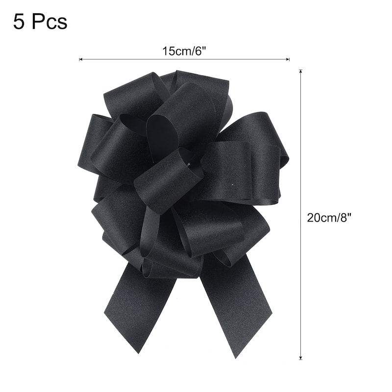5pcs 7 Inch Large Pull Bow Gift Wrapping Big Pull Bows Ribbon - Black - 6 Inch