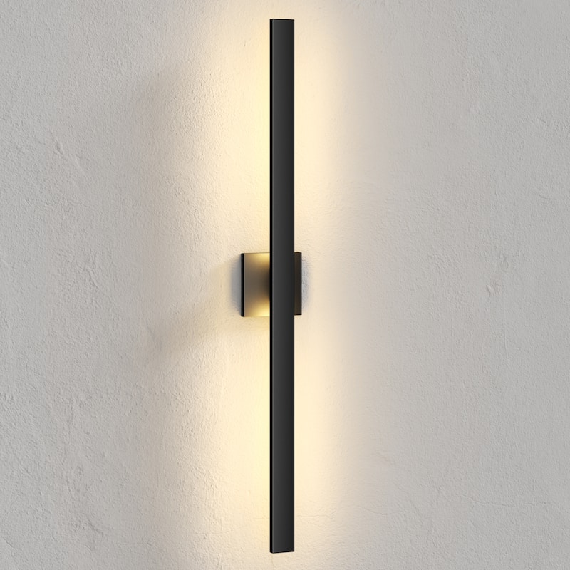 Black Aluminum LED Outdoor Wall Sconce Linear Wall Mounted Lights