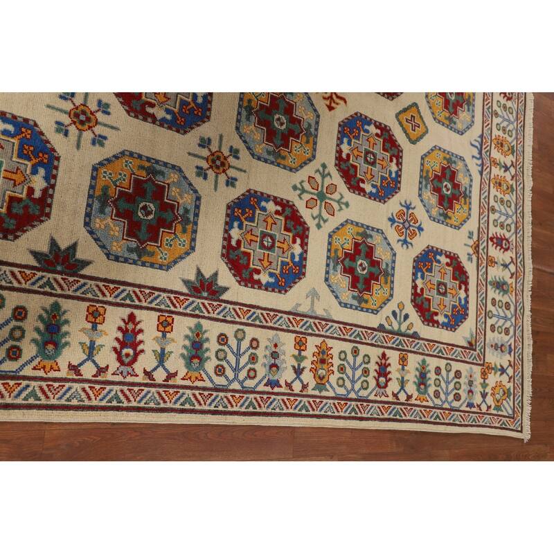 Geometric Kazak Oriental Area Rug Handmade Wool Carpet - 6'5" x 9'8"
