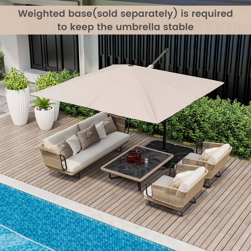 Costway Patio 9.5FT Square Cantilever Offset Hanging Umbrella 2-Tier