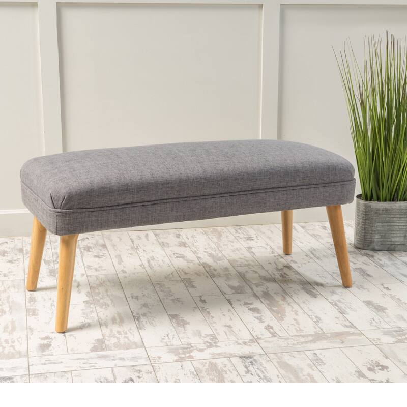 Desdemona Mid-Century Fabric Ottoman by Christopher Knight Home - Light Grey