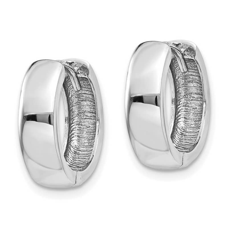 Curata 14k White Gold Polished 11x4mm Hinged Hoop Earrings
