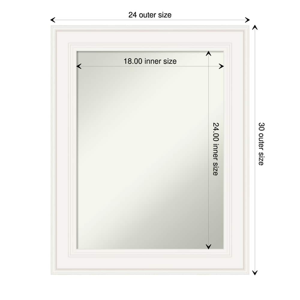 Non-Beveled Bathroom Wall Mirror - Ridge White Frame - Ridge White