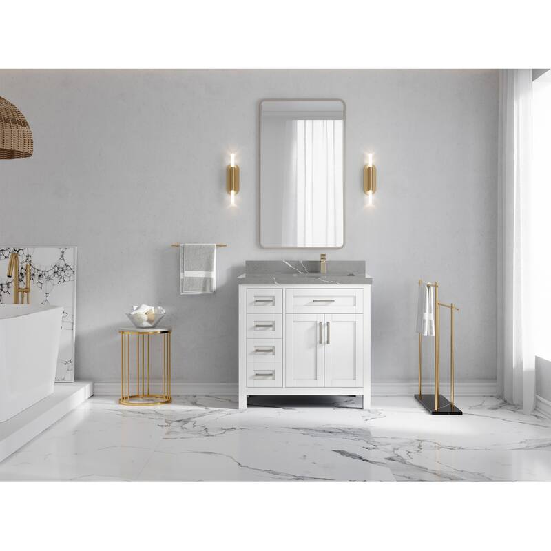 Willow Collections 36 in. W x 22 in. D Cambridge Right Offset Sink Bathroom Vanity with Countertop