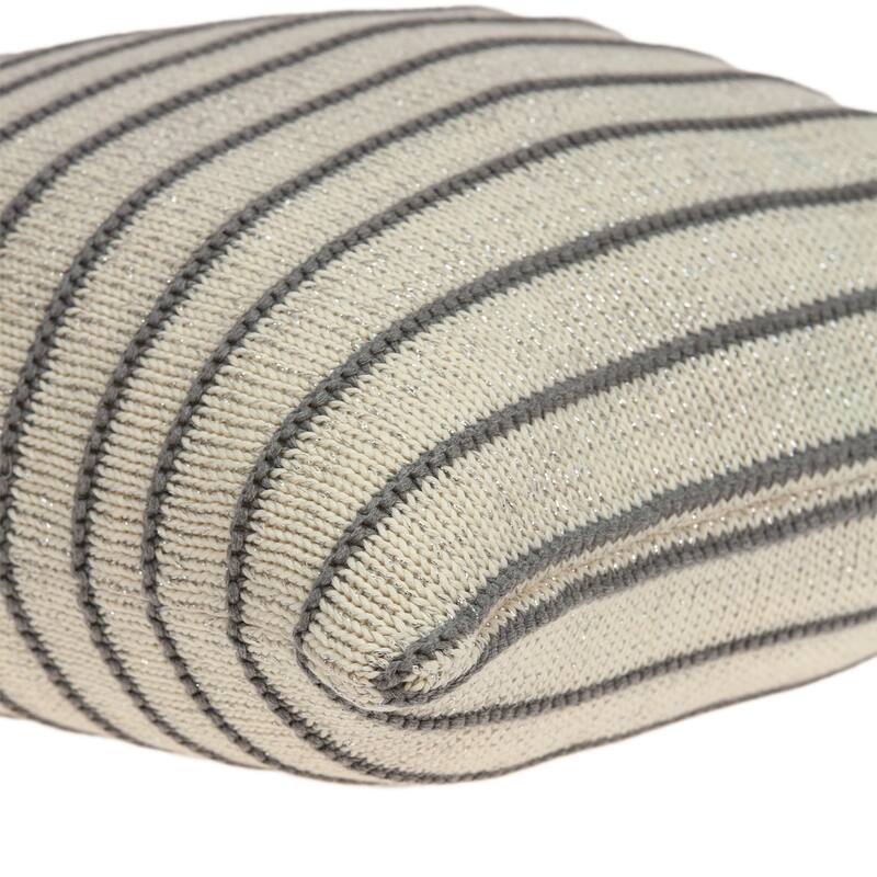 Striped Square Throw Pillow - 20" - Beige and Gray