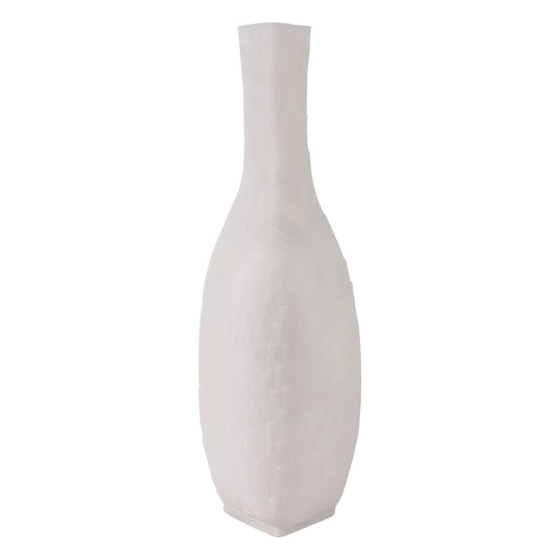 Resin Vase Mortsel Large Textured Square Neck Design - 19" White