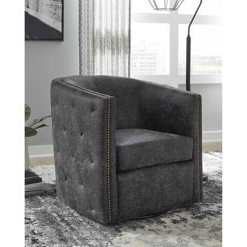 Brentlow Distressed Black Swivel Chair