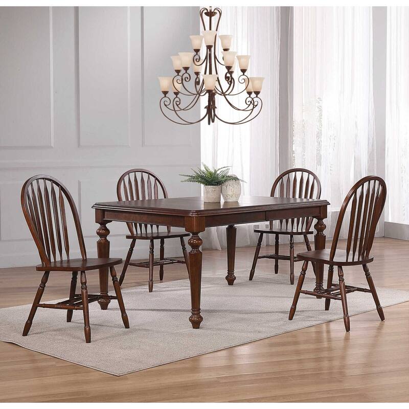 Extendable Dining Set - 5 Piece Rectangular Table with Butterfly Leaf - Seats 8