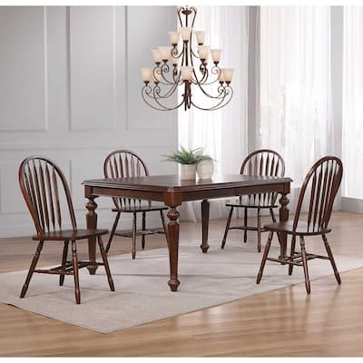 Extendable Dining Set - 5 Piece Rectangular Table with Butterfly Leaf - Seats 8