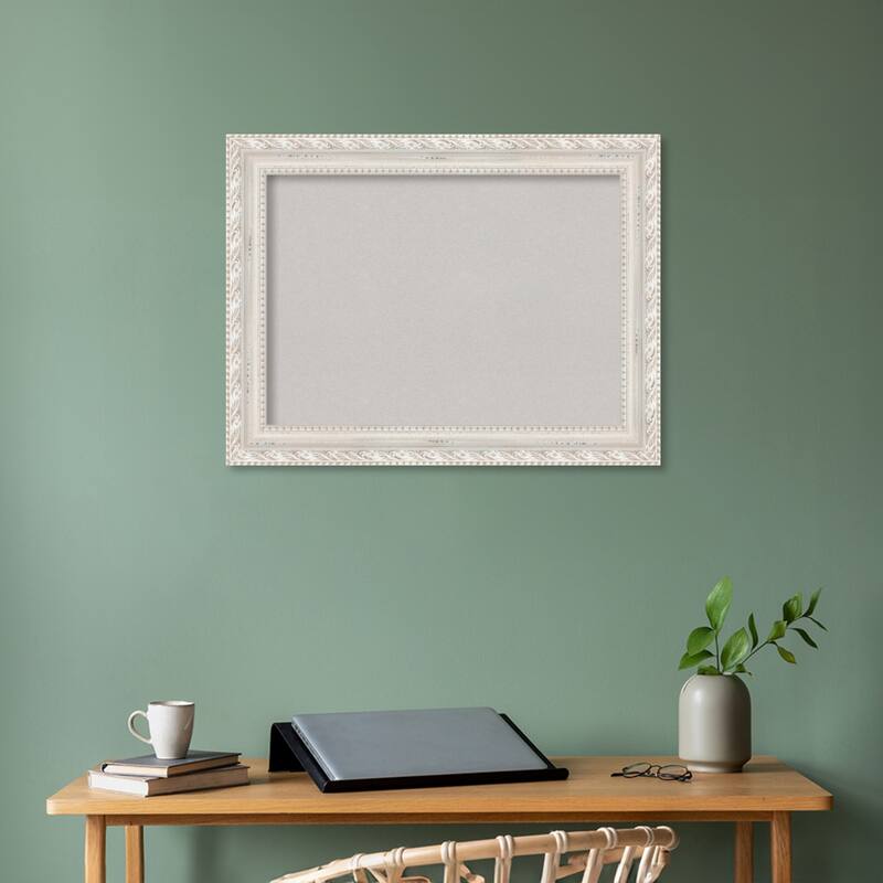 Opera Off White Wood Framed Grey Corkboard Bulletin Board
