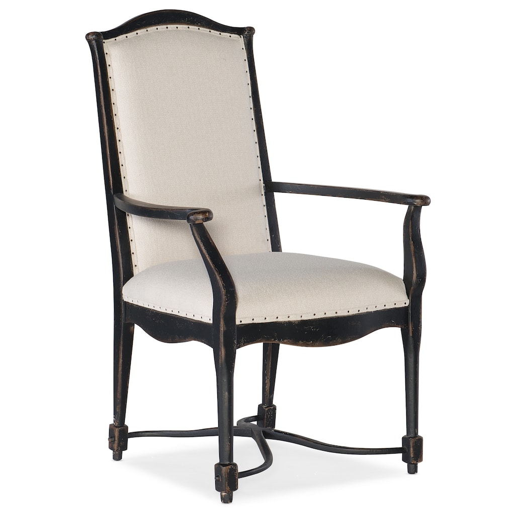 Ciao Bella Upholstered Back Arm Chair, Distressed Black - 25.75"W x 43"H x 27"D