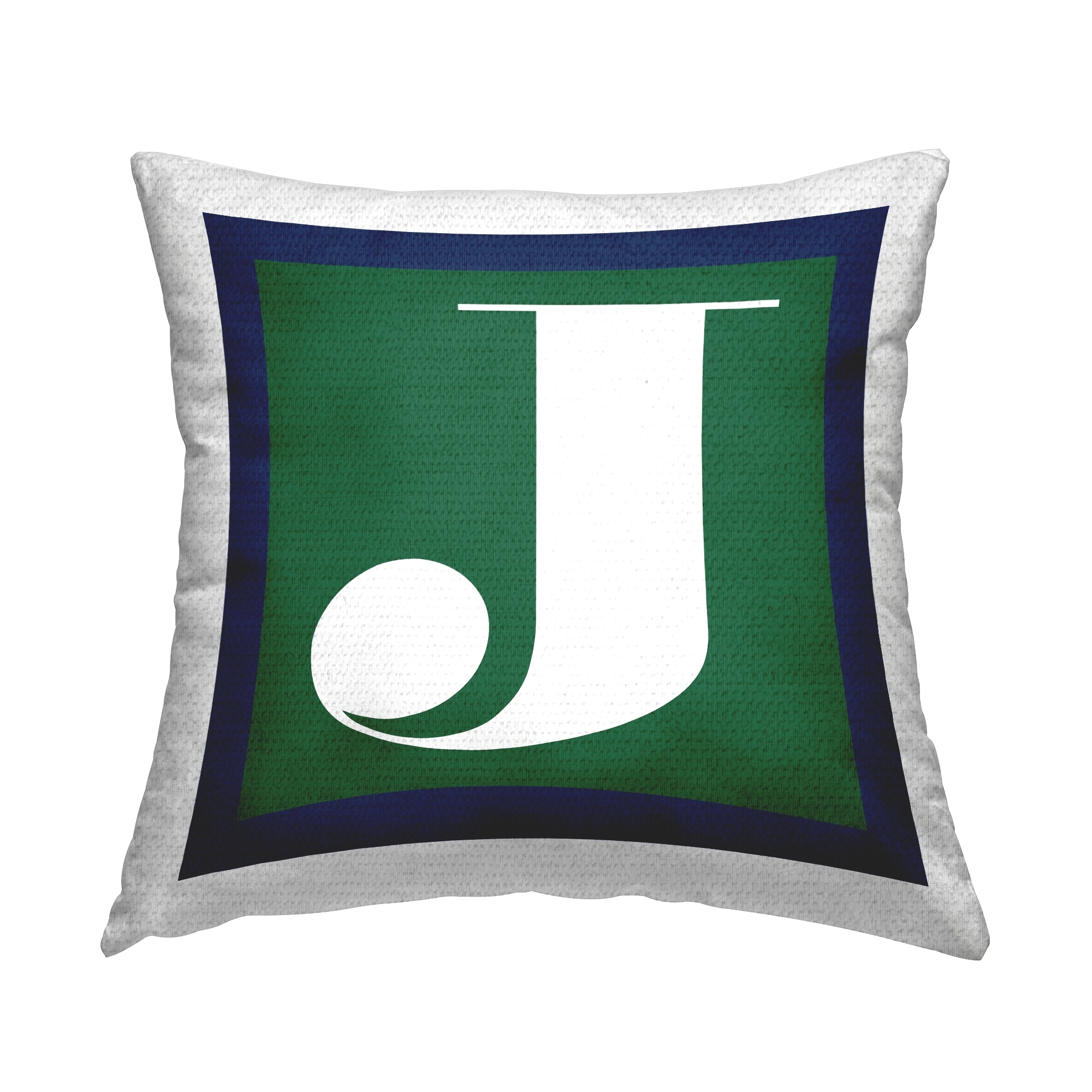 Stupell Green Initial Letter Printed Outdoor Throw Pillow Design by Lil' Rue