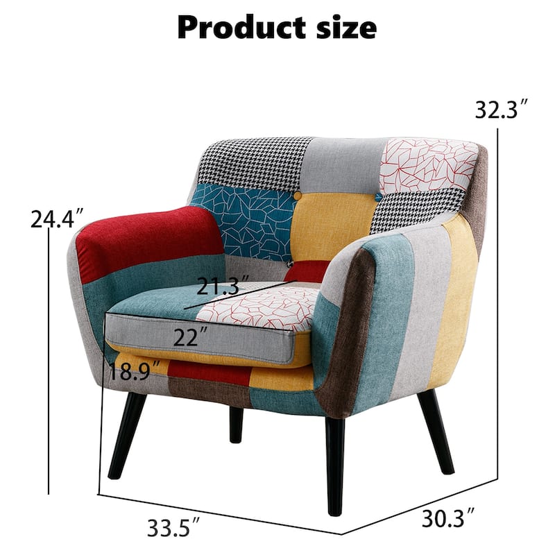 Mid Century Modern Fabric Accent Chairs with Rubber Wood Legs for Living Room