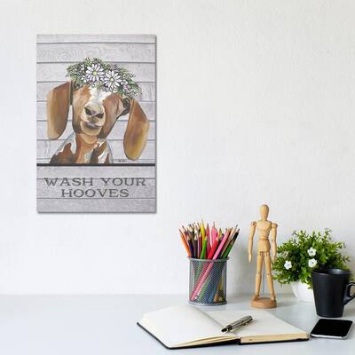 iCanvas "Goat Bathroom Art, Wash Your Hooves" by Hippie Hound Studios Canvas Print