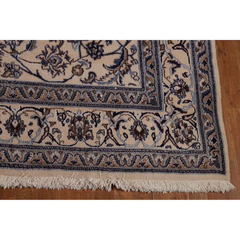 Floral Medallion Nain Persian Area Rug Handmade Wool Carpet - 7'9"x 11'3"