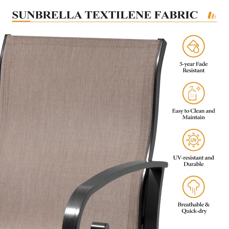 Outdoor Patio Swivel Dining Chairs with Sunbrella Textilene Mesh Fabric