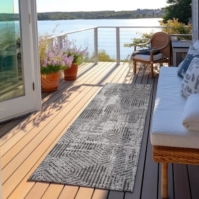 Machine Washable Indoor/ Outdoor Chantille Contemporary Maze Rug