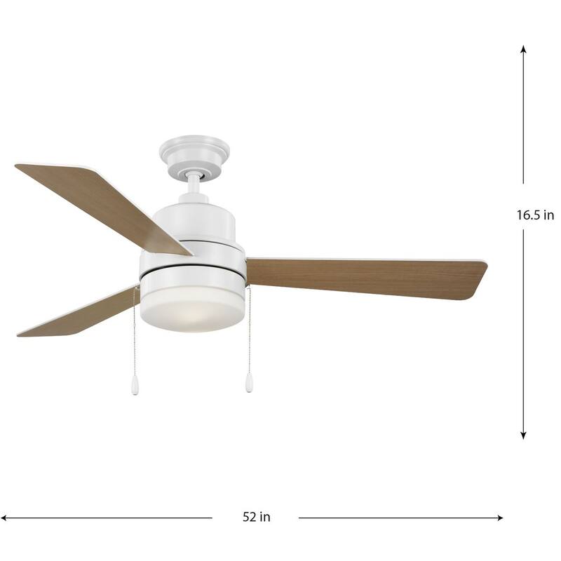 Trevina V 52 in. LED Indoor Satin White Modern Ceiling Fan with Light Kit and White Opal Shade - Medium