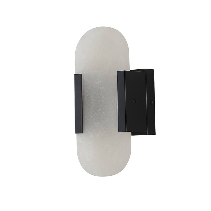 Traditional 2-Light Satin Black LED Alabaster Wall Sconce