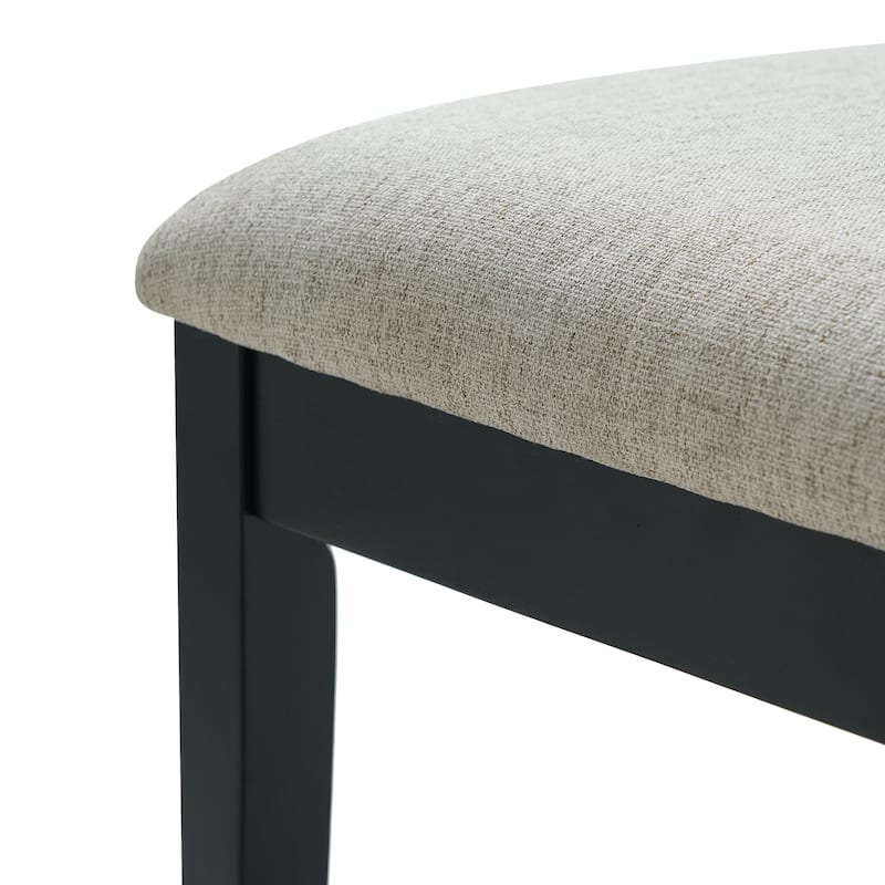 5-Piece Round Dining Table Set for 4 People, 1 Folding Wood Dining Table + 4 Upholstered Chairs, for Small Apartments