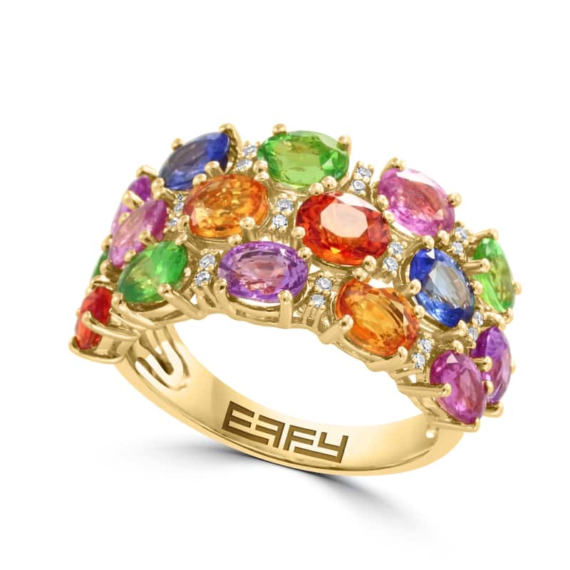EFFY 14K Gold Diamond Multi Sapphire Ring
