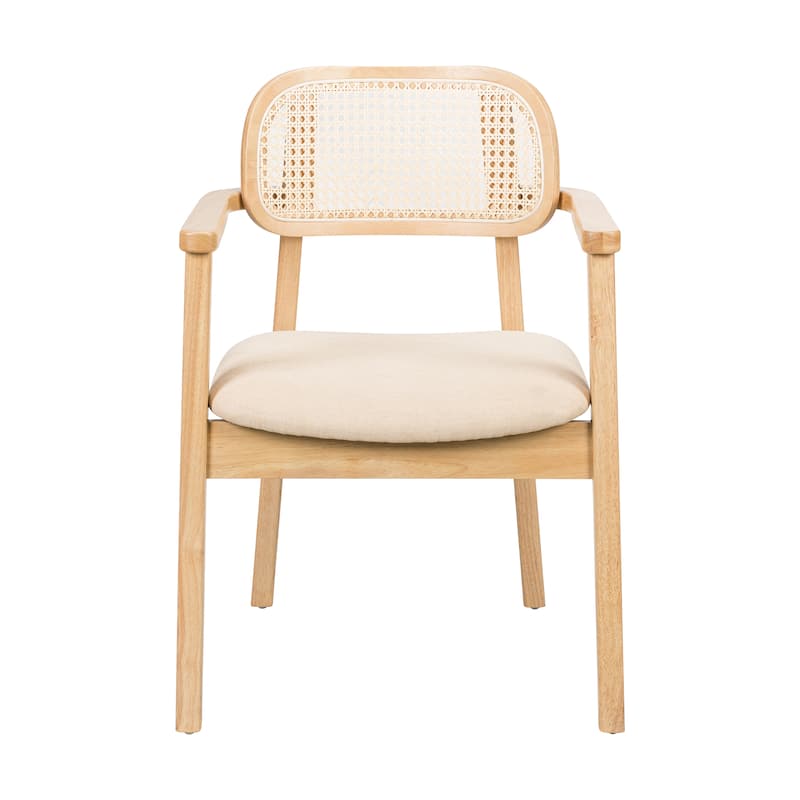 Christopher Knight Home - Sorin Modern Rattan and Upholstered Indoor Dining Chair with Armrest - Set of 2