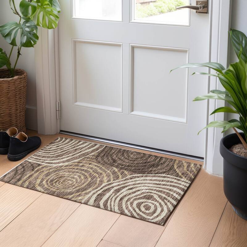 Premium Washable Super Soft Modern Mesmerize Mayfield Rug - Fudge - 1' 8" x 2' 6" - Rectangle