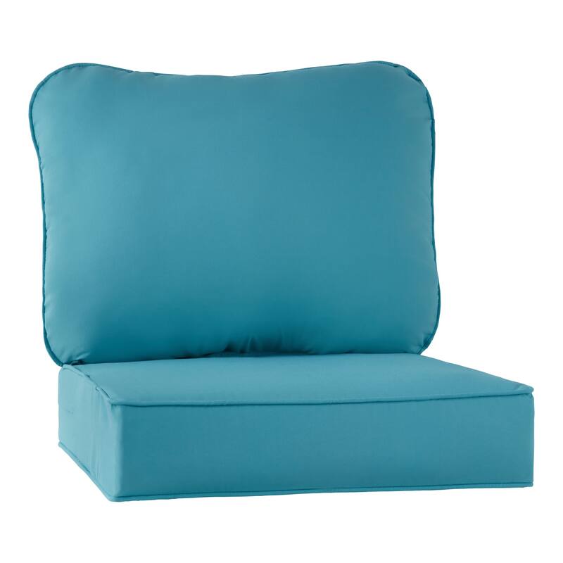 Outdoor 2-Piece Reversible Deep Seat Cushion Set (Cushions Only) - Teal