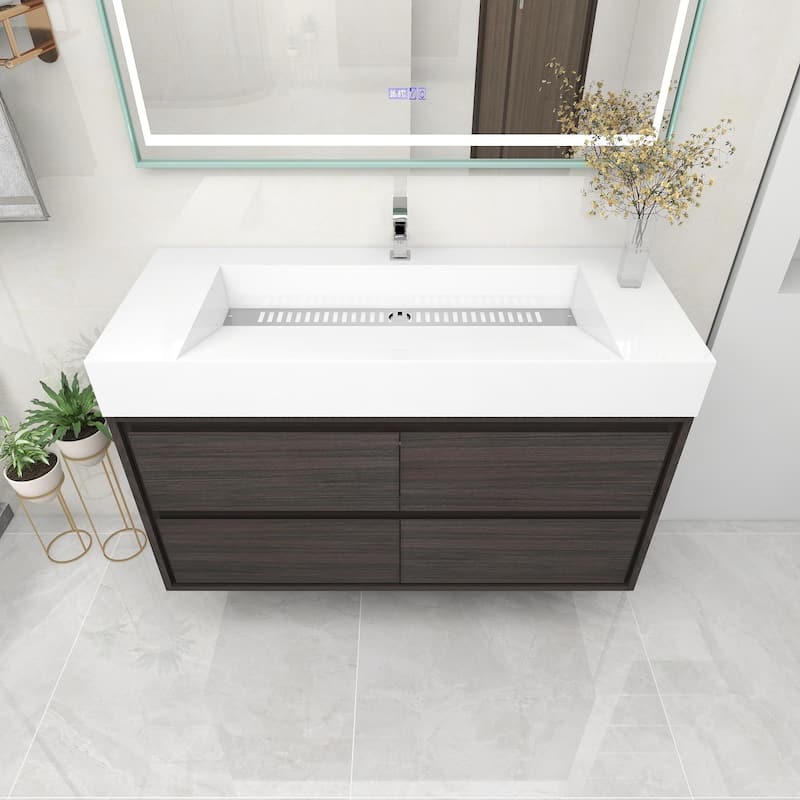 Victoria 48" Wall Mounted Modern Vanity with Acrylic Sink