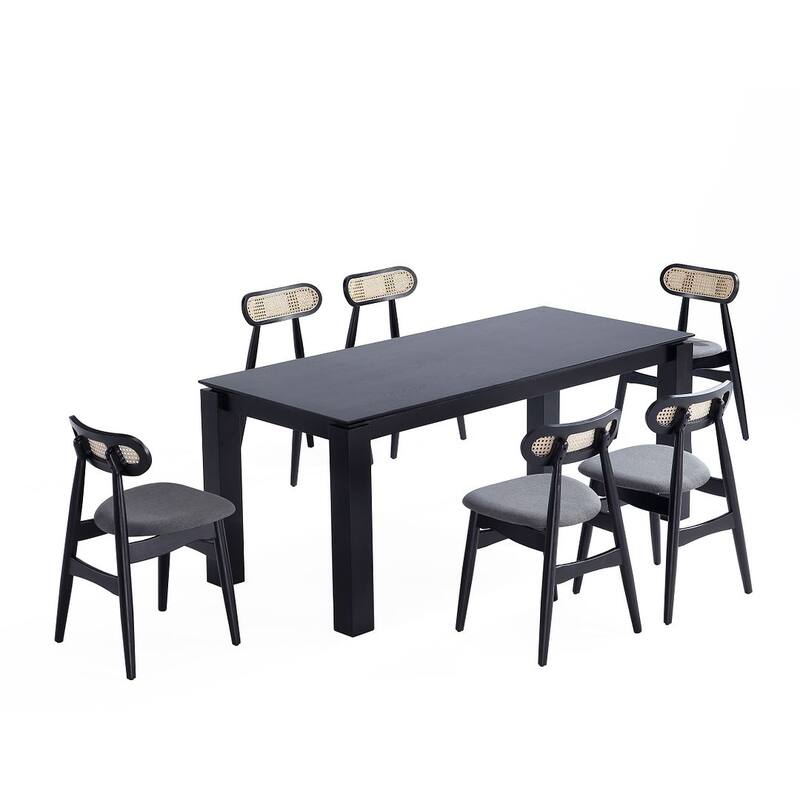 Manhattan Comfort Rockaway Colbert Modern 70.86 Solid Wood Dining Set