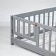 preview thumbnail 3 of 33, Twin Size Floor Bed with Fence and Door, Rubber Wood Frame with Safety Guardrails