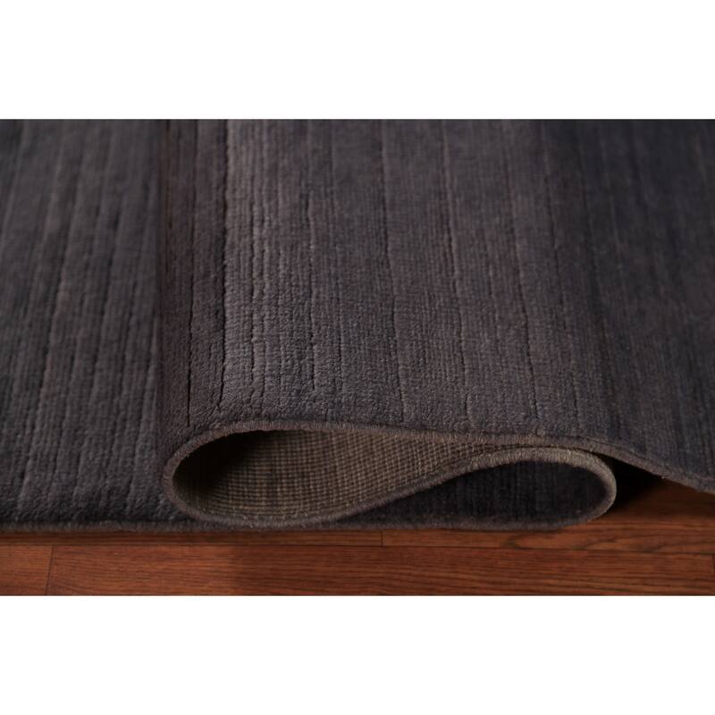 Modern Gray Gabbeh Runner Rug Hand-Knotted Grey Wool Carpet - 2'11" x 9'7"