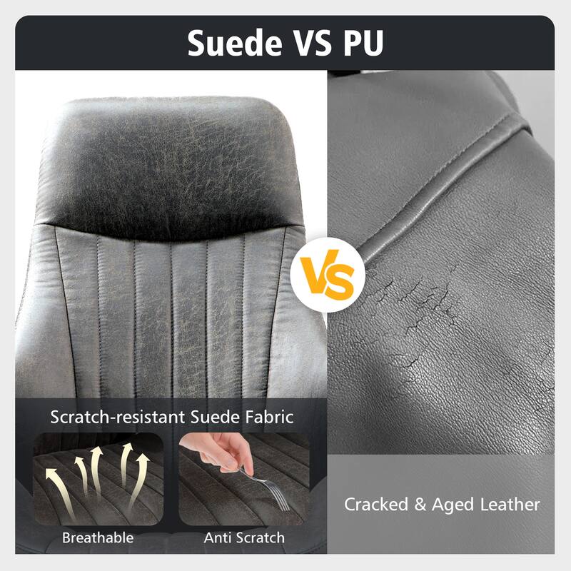 OVIOS Suede Fabric Ergonomic Office Chair High Back Lumbar Support