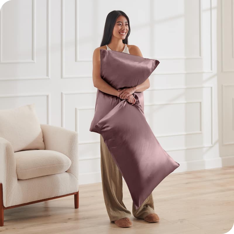 Bare Home Poly Satin Pillowcase Set for Hair and Skin (Set of 2)
