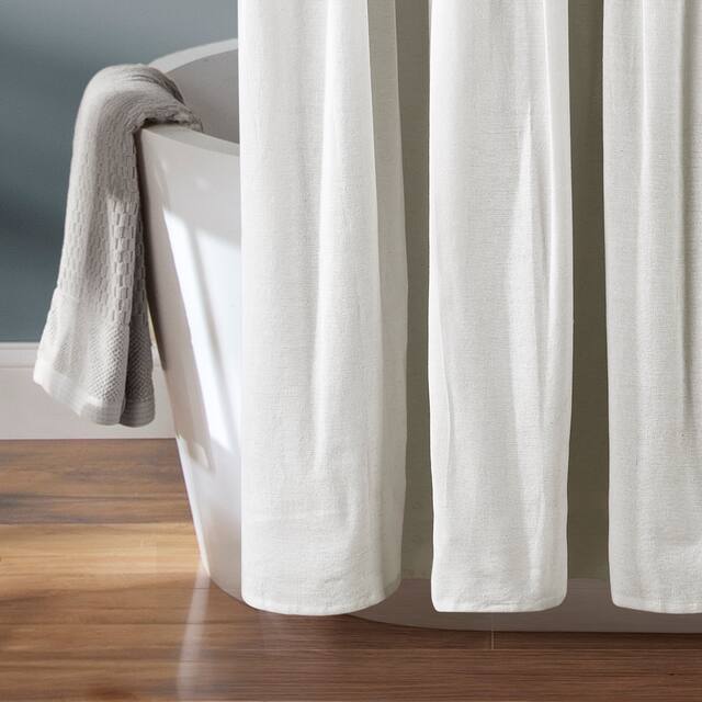 Lush Decor Two-tone Linen Button Shower Curtain
