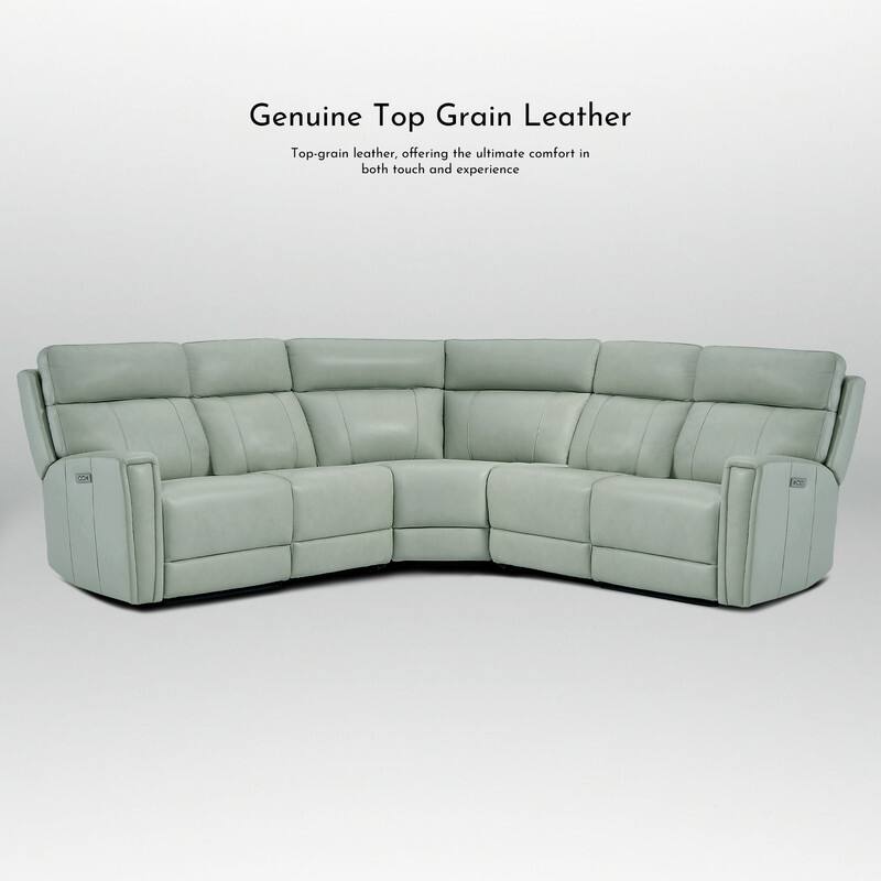 104" W 3-Color Genuine Leather Power Reclining sectional sofa With Zero Gravity, USB&USB-C Ports, 2 Stationary Armlesschairs