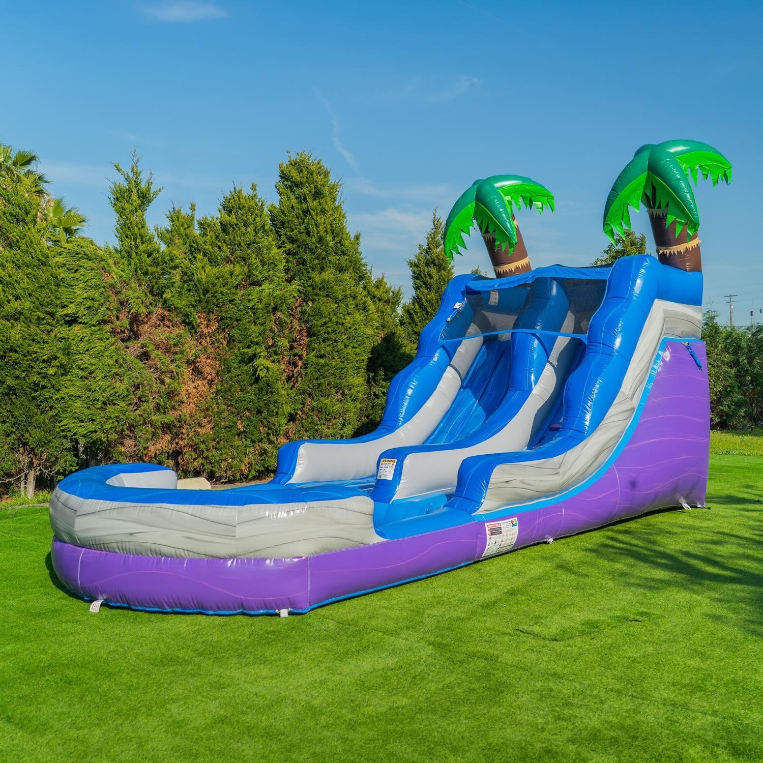 POPJUMP Tropical 13 ft. Commercial Grade Inflatable Water Slide with Pool for Kids, 22 ft. Long, Wet/Dry Backyard Water Park