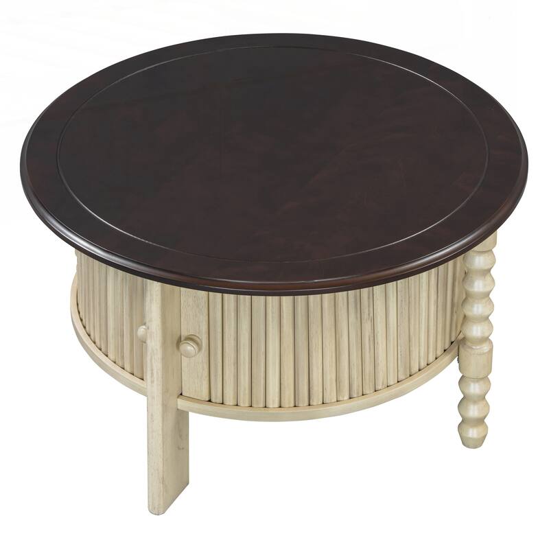 Vintage Round Coffee Table with Storage