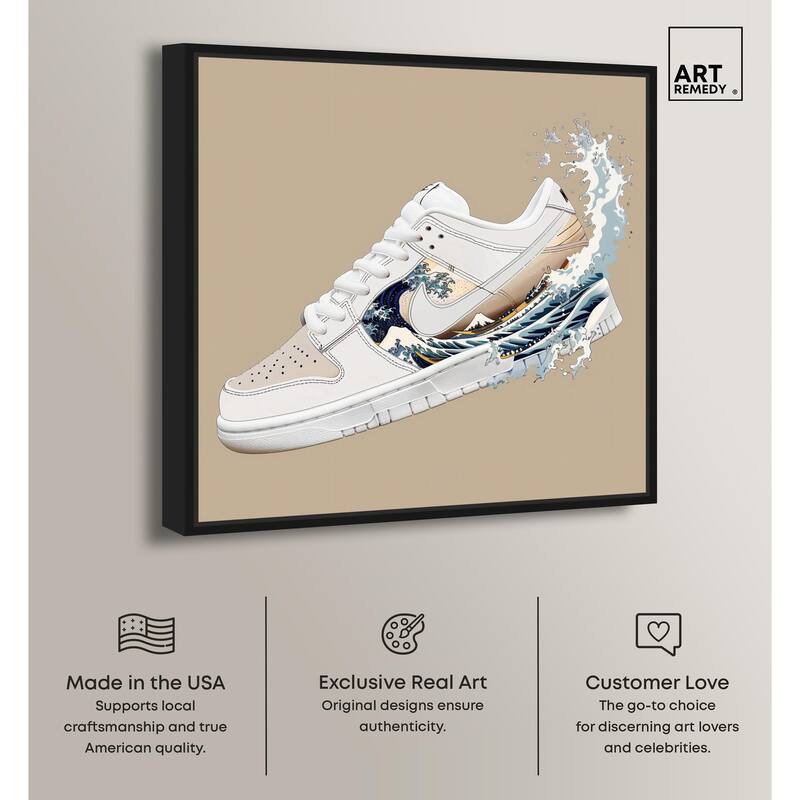 Great Wave Sneaker Splash Canvas by Art Remedy