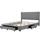 preview thumbnail 27 of 42, Queen Linen Upholstered Platform Bed with Storage Drawers & Headboard