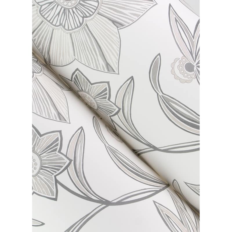 A-Street Prints Star Flower Charcoal Floral Trail Wallpaper