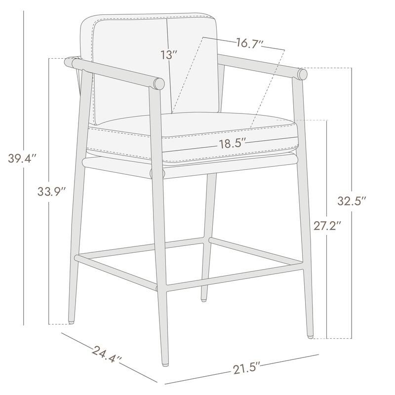 Chris Modern Counter Stools Set with Metal & Wood - Set of 2