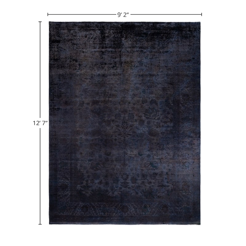 Overdyed, One-of-a-Kind Hand-Knotted Area Rug - Black - 9' 2" x 12' 7"