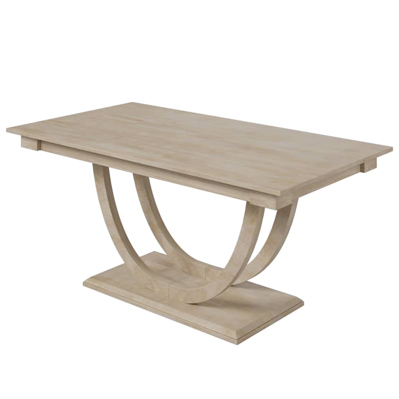 6-Piece Wood Half Round Dining Table Set, Modern Style Kitchen Table Set with Bench and 4 Dining Chairs for Dining Room