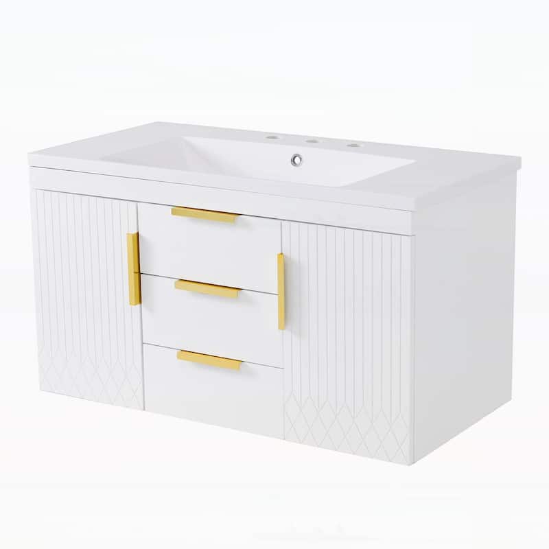 Wall Mounted Bathroom Storage Cabinet with 2 Drawers,with Top Sink