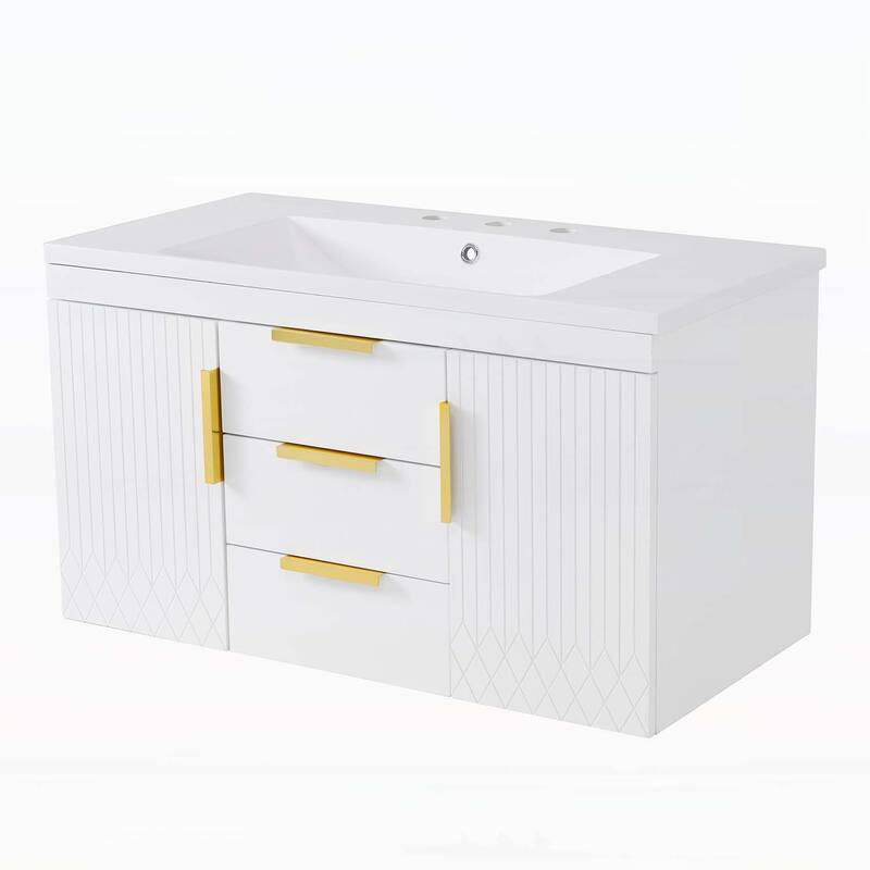 Wood Bathroom Cabinet with 2 Drawers,with Top Sink